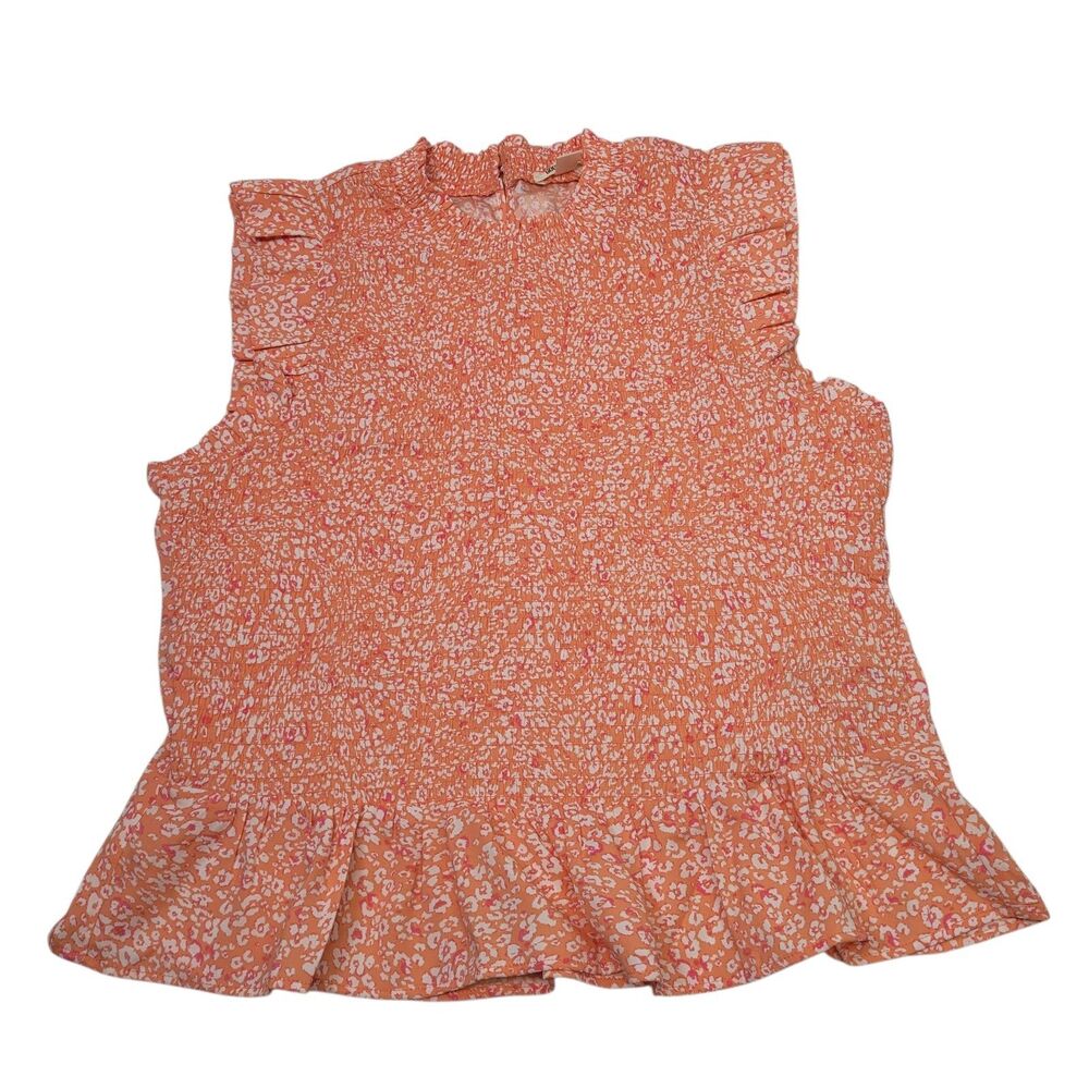 Goodthreads Women Georgette Smocked-Front Ruffle Sleeveless floral Shirt Size M